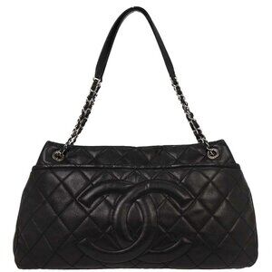 Chanel Black Calfskin Tote Chain Handbag
